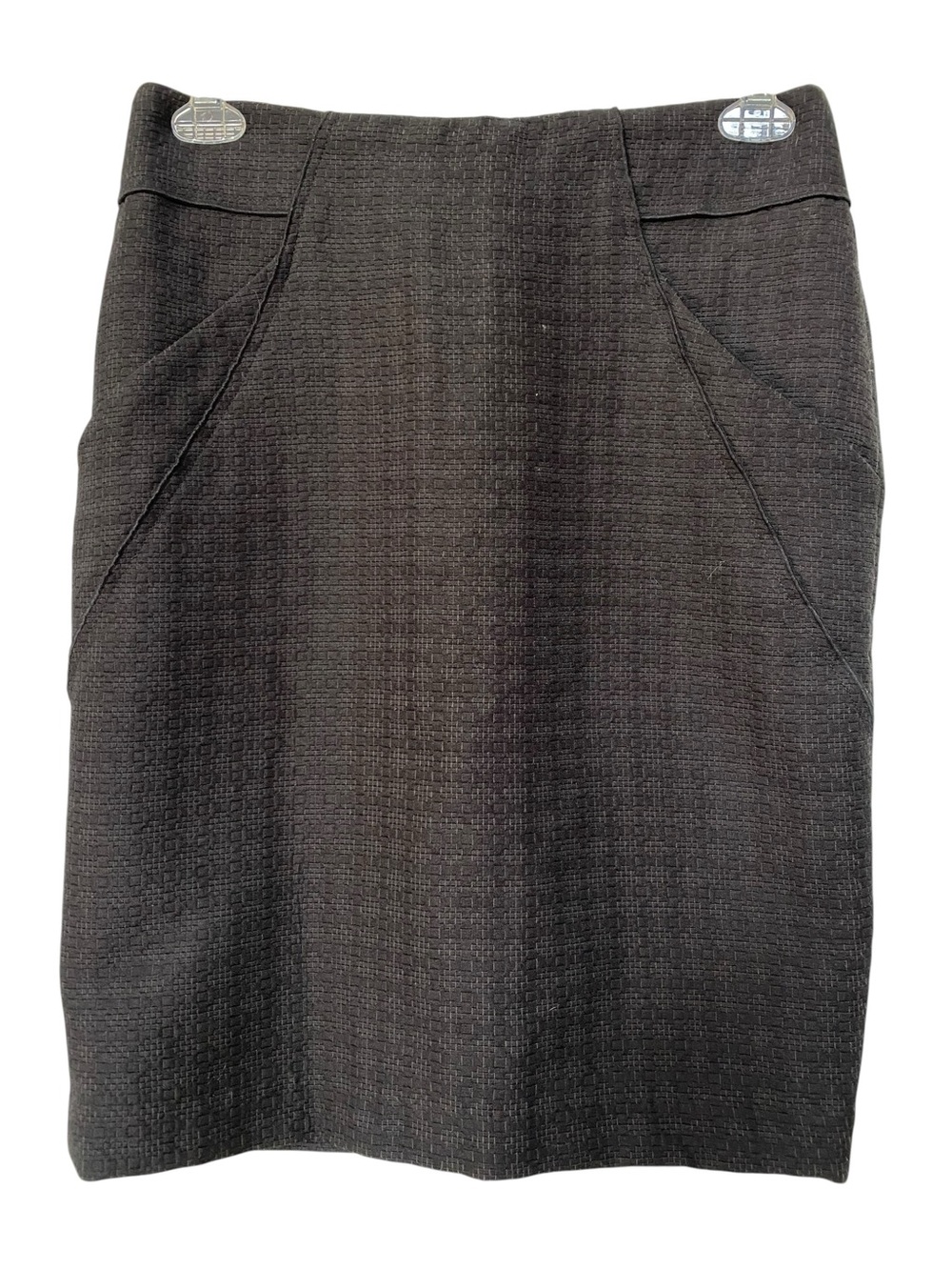 Mario Serrani Black Textured Straight Pencil Skirt size 8 Pockets